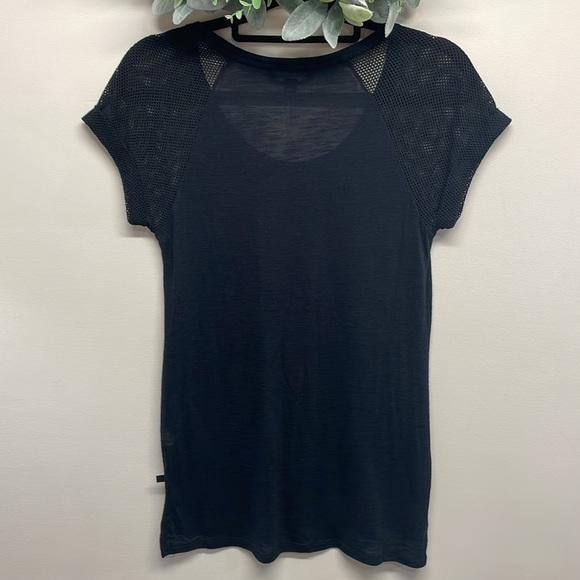 NWT Rock & Republic Black Tie Graphic Floral Rose Short Fishnet Mesh Sleeves XS - Picture 4 of 13